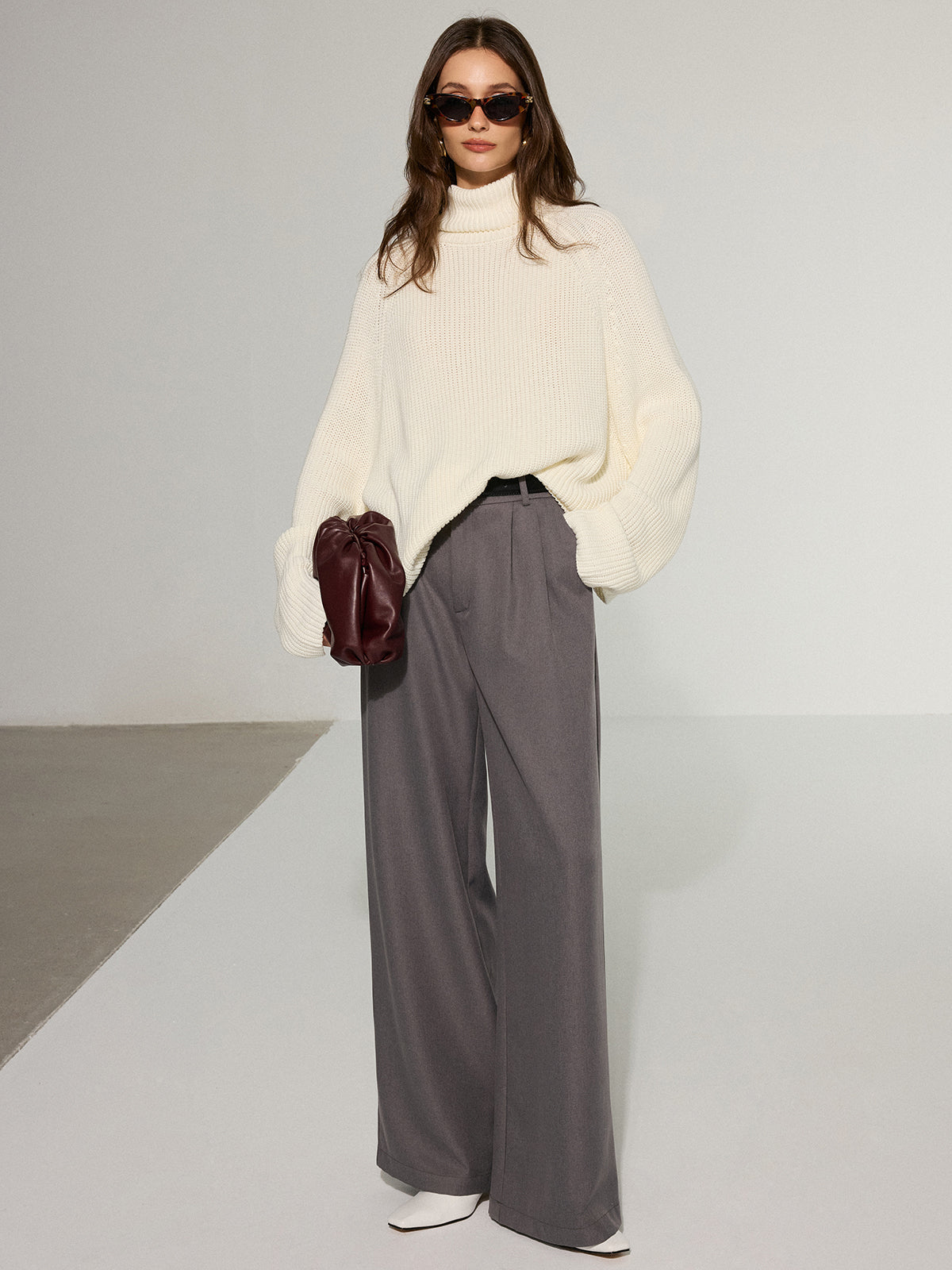 Oversized Backless Turtleneck Sweater