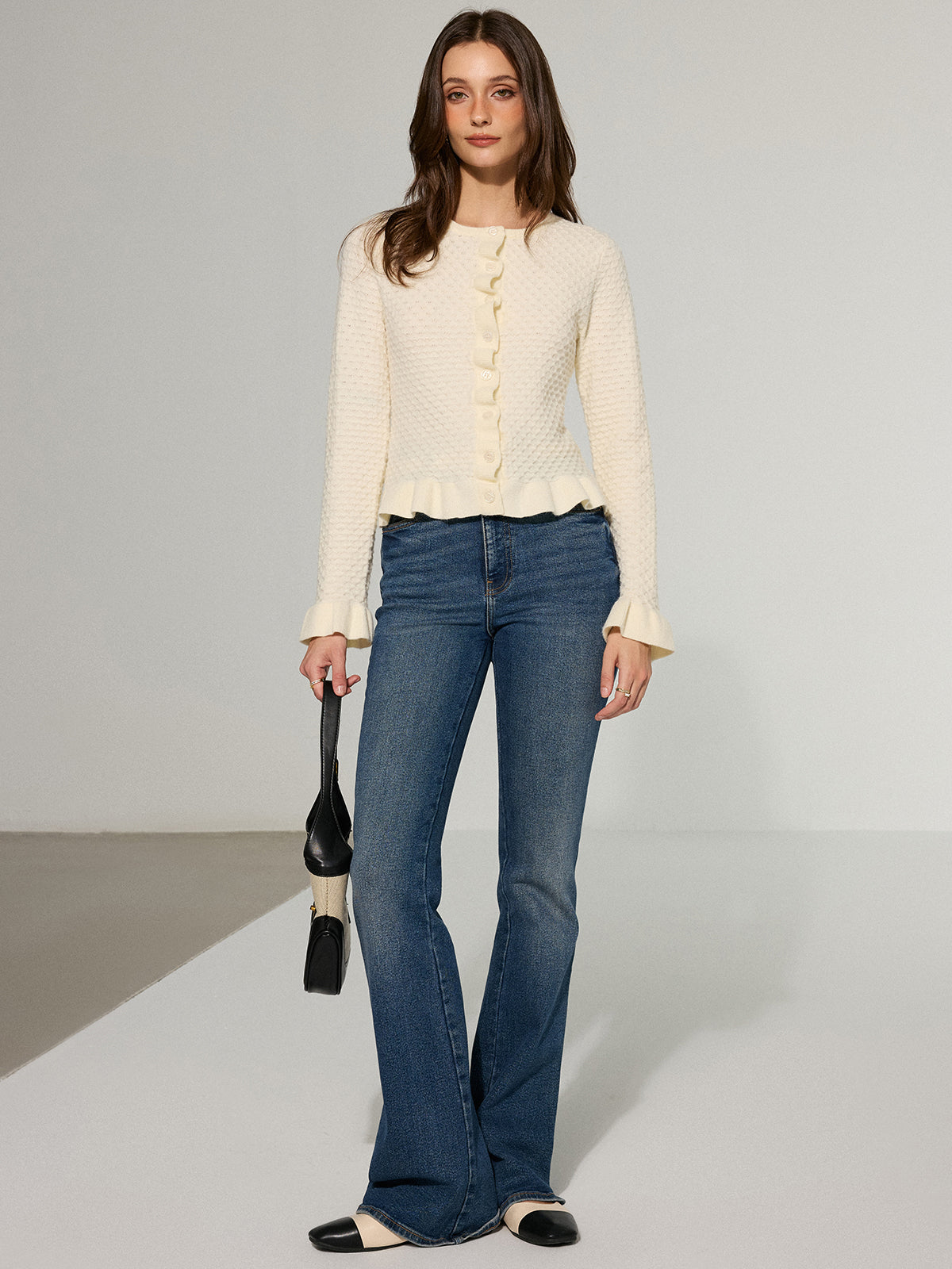 Textured Ruffle Knit Top