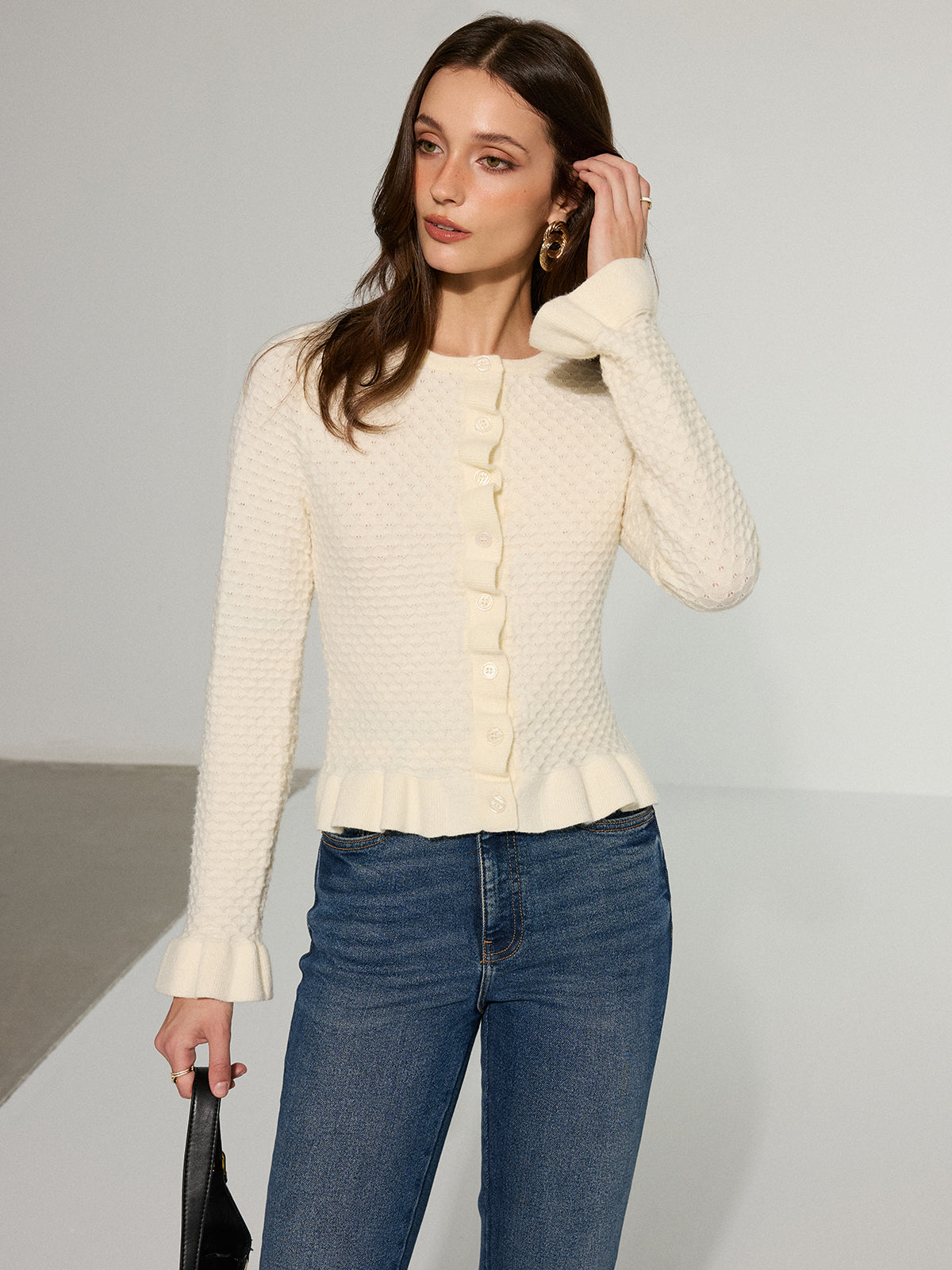 Textured Ruffle Knit Top