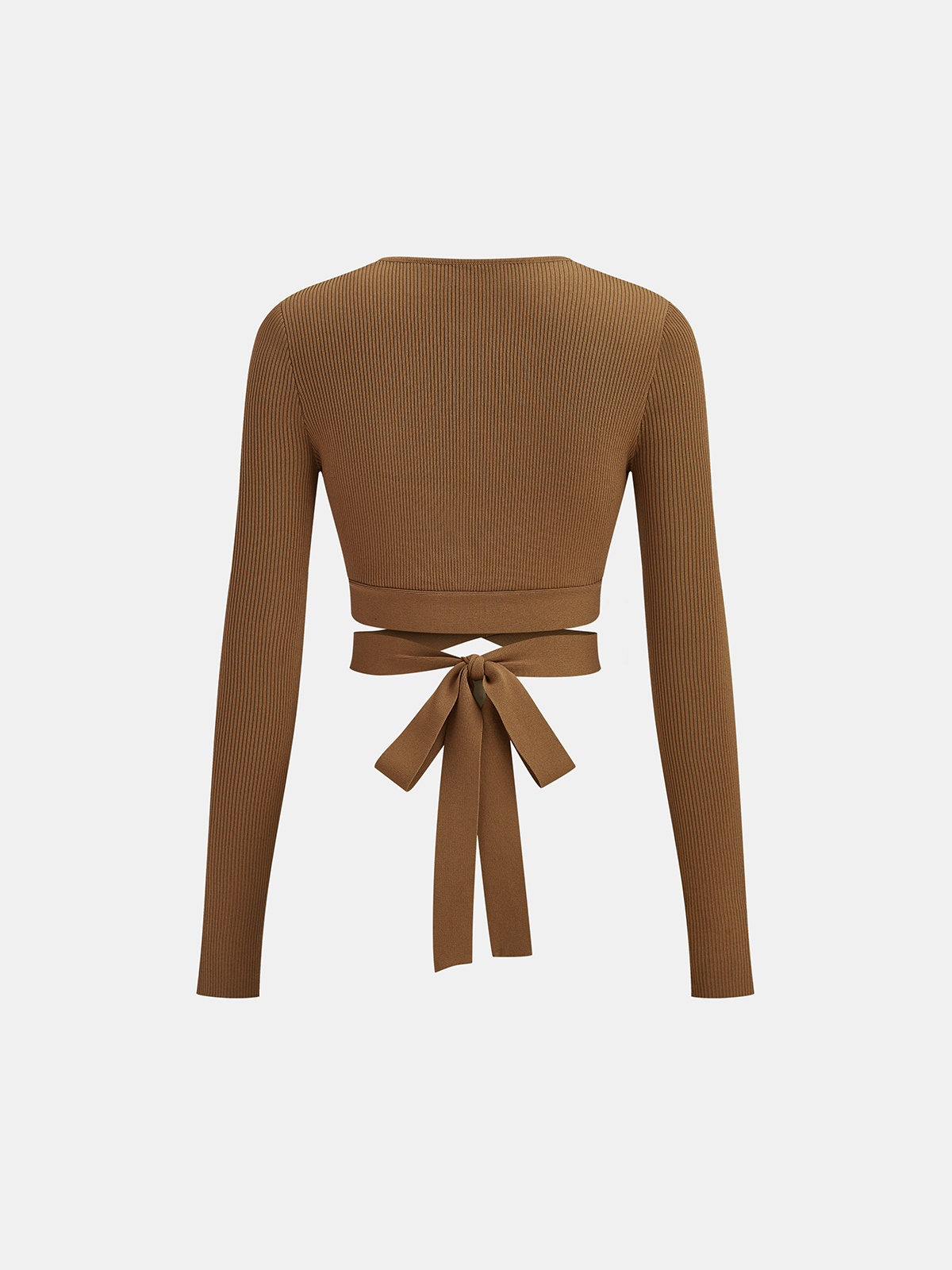 Ribbed Long Sleeve Tie-Back Top