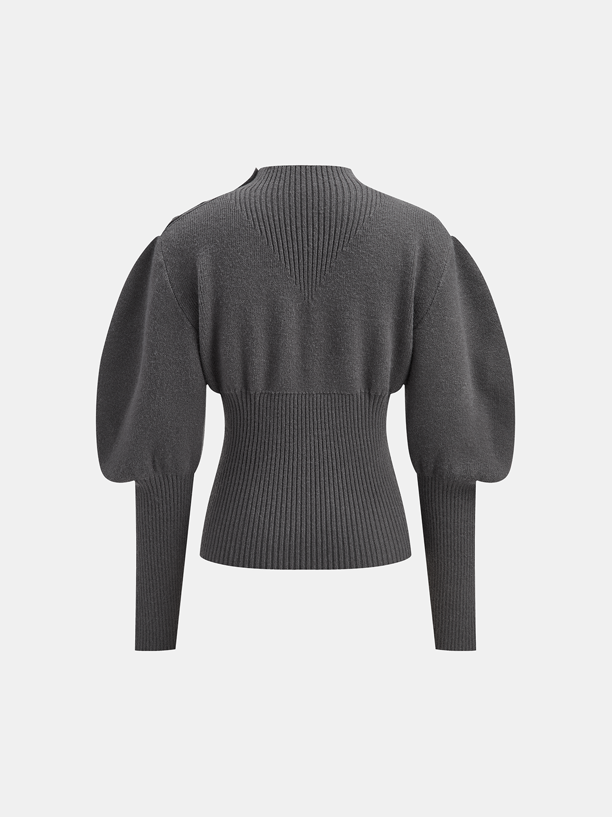 Leg-Of-Mutton Sleeve Button Detail Sweater