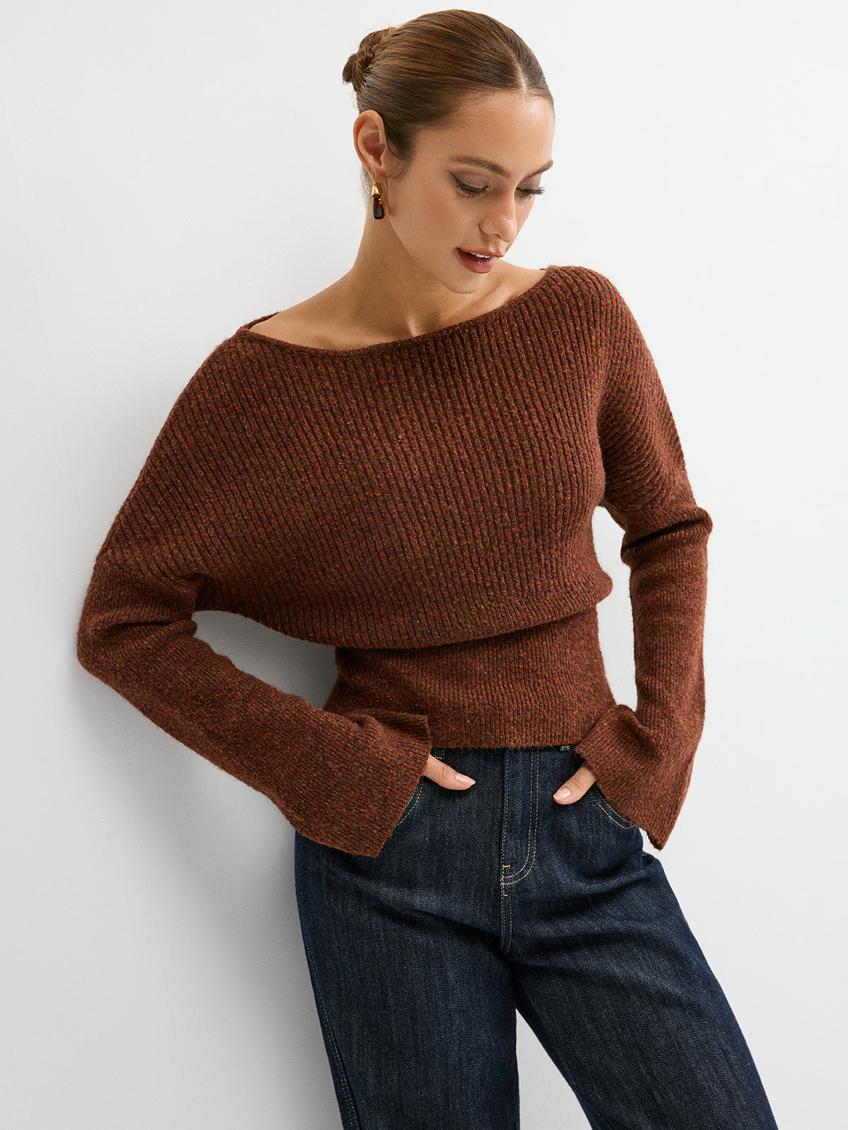 Wool Blend Off-Shoulder Sweater