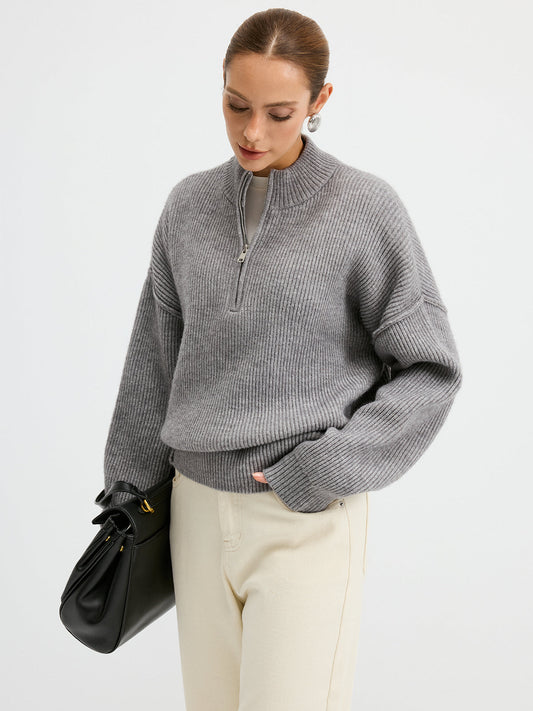 Wool Blend Half-Zip Sweater