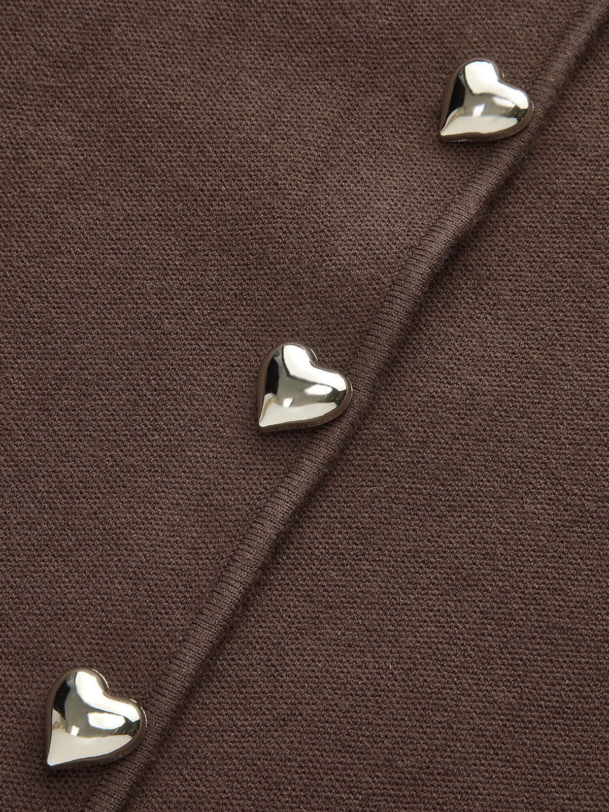 Leg-Of-Mutton Sleeve Heart-Button Wool Blend Cardigan