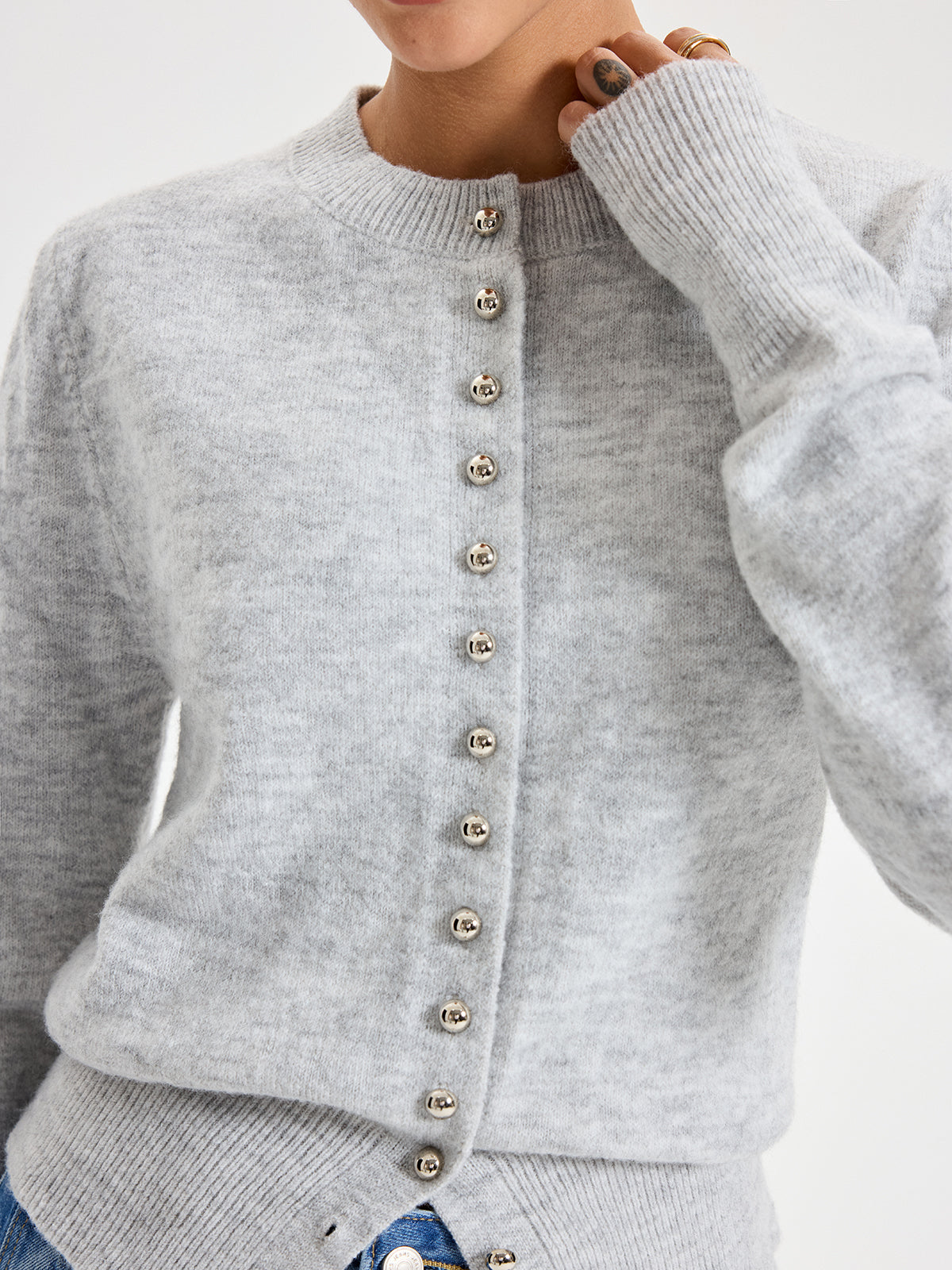 Buttoned Crew Neck Cardigan