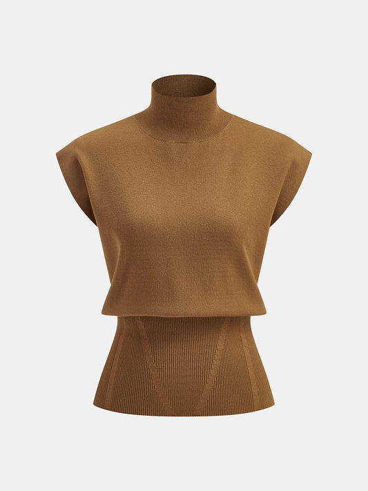 Knitted Cinched Top with Emphasised Shoulders