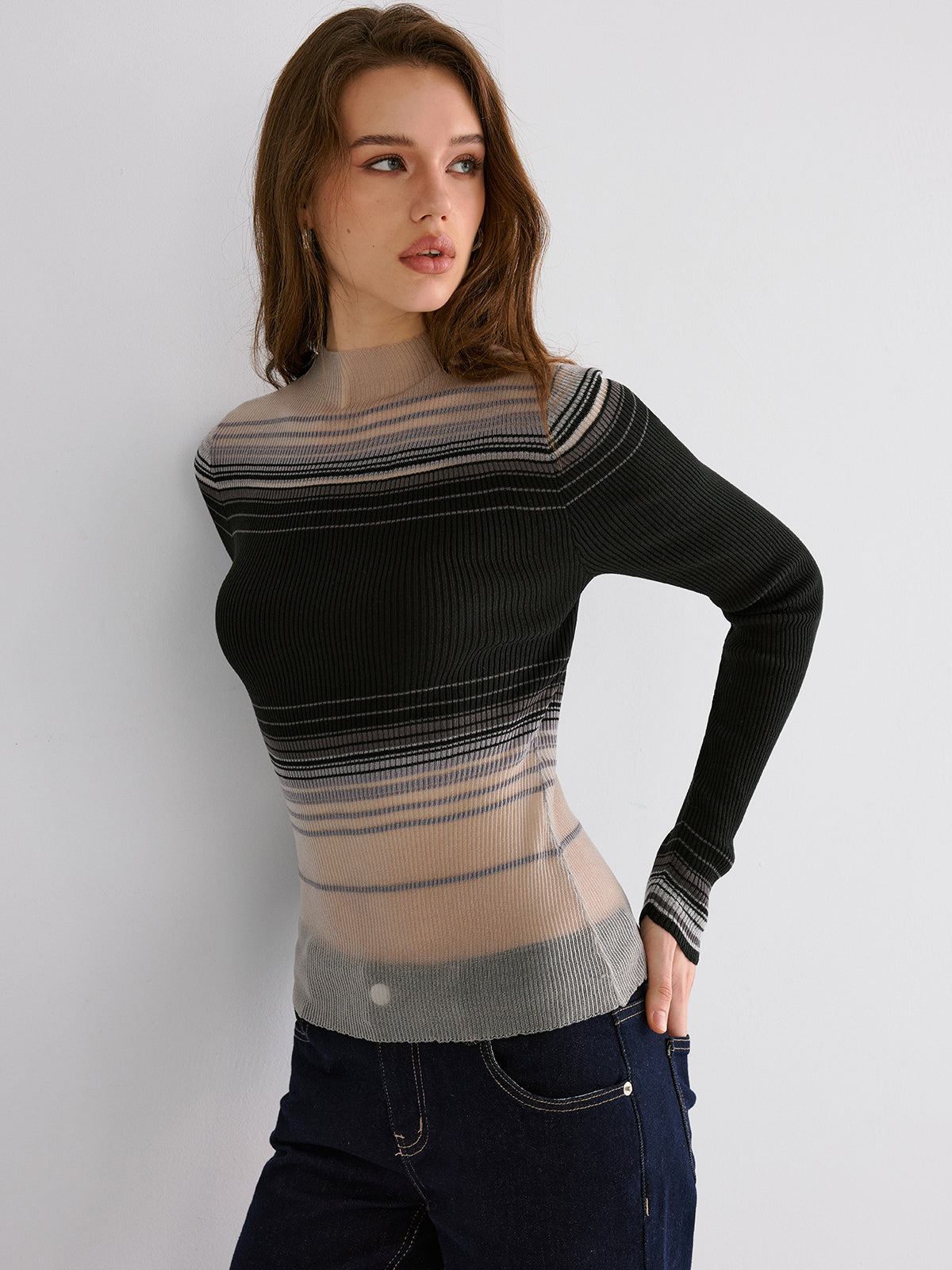Gradient Mesh Knit Top