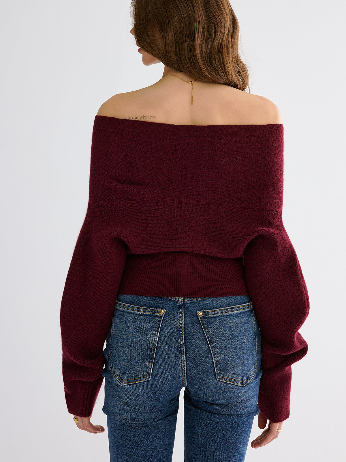 Off-Shoulder Twisted Knit Top