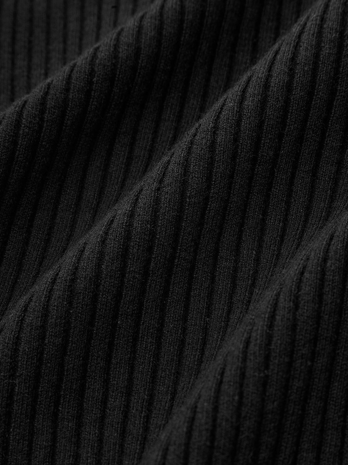 Mesh Panel Wool Blend Mock Neck Top