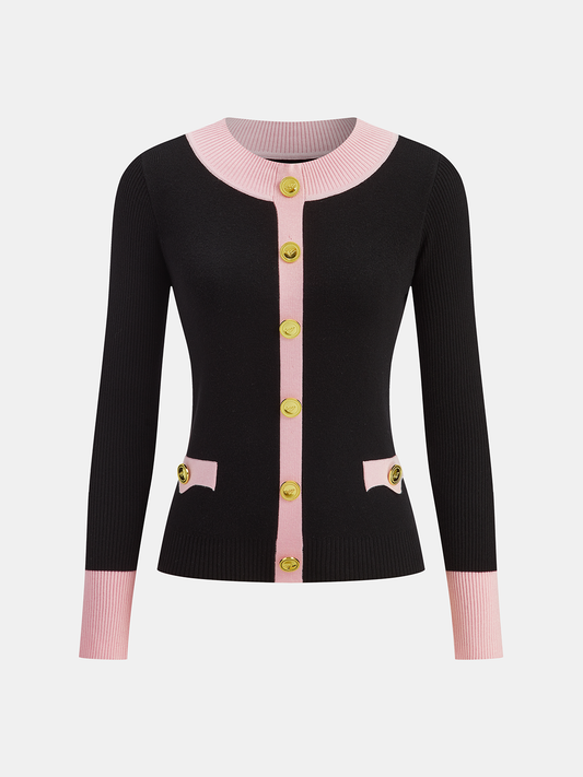 Contrast Trim Wool-Blend Knit Top