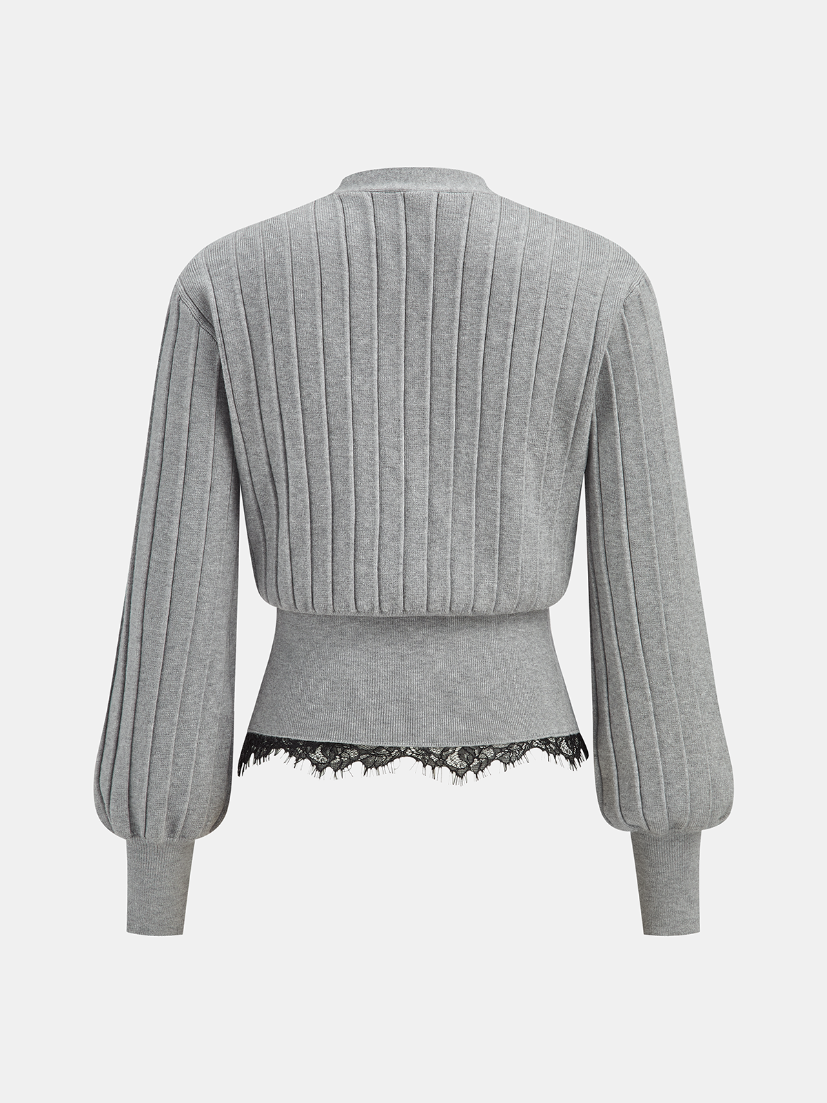 Lace Hem Ribbed Knit Cardigan