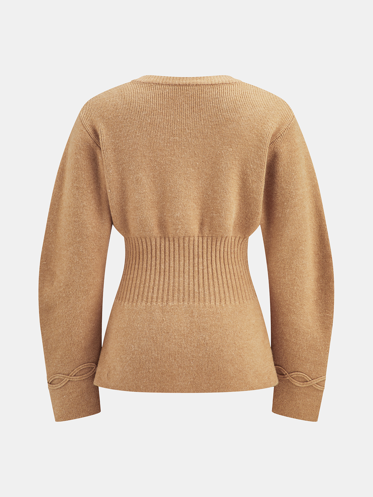 Cinched Waist Cable Knit Cardigan
