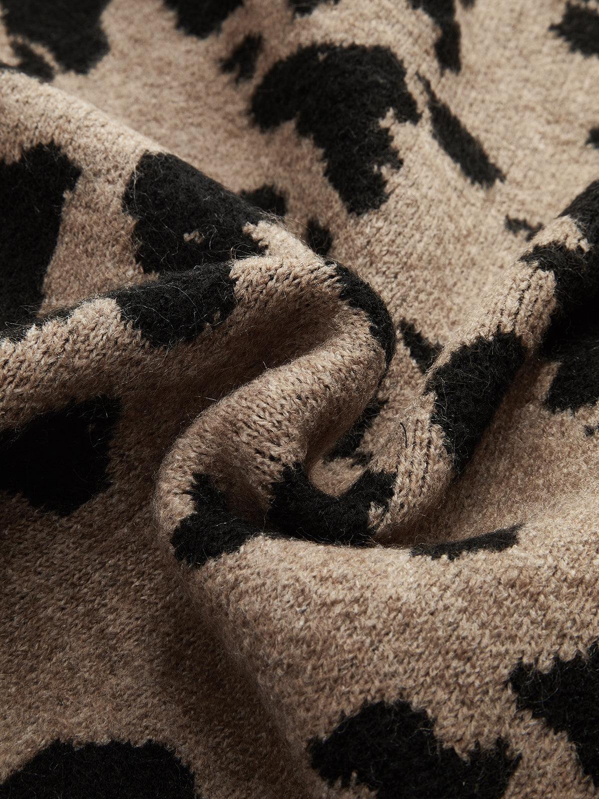 Bow Detail Leopard Print Knit Sweater