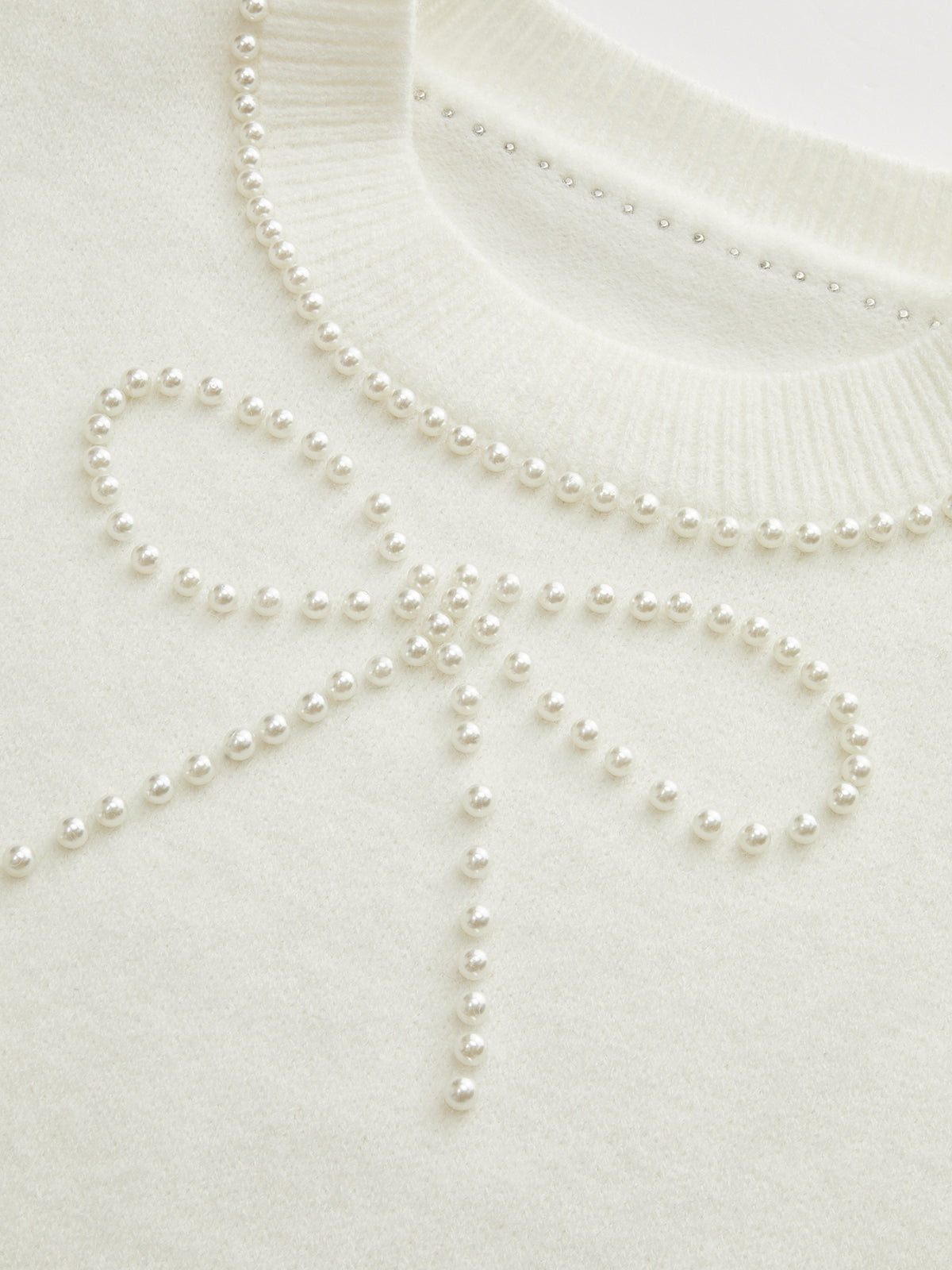 Pearl Bow Detail Cap Sleeve Knit Vest
