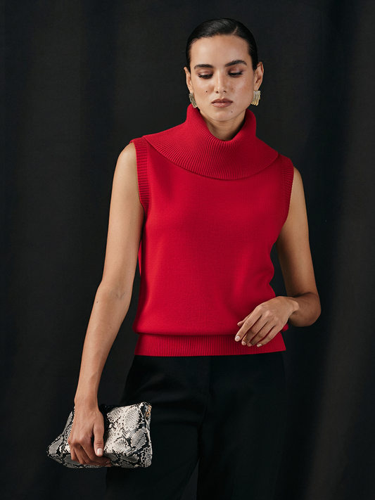 Turtleneck Sleeveless Knit Vest
