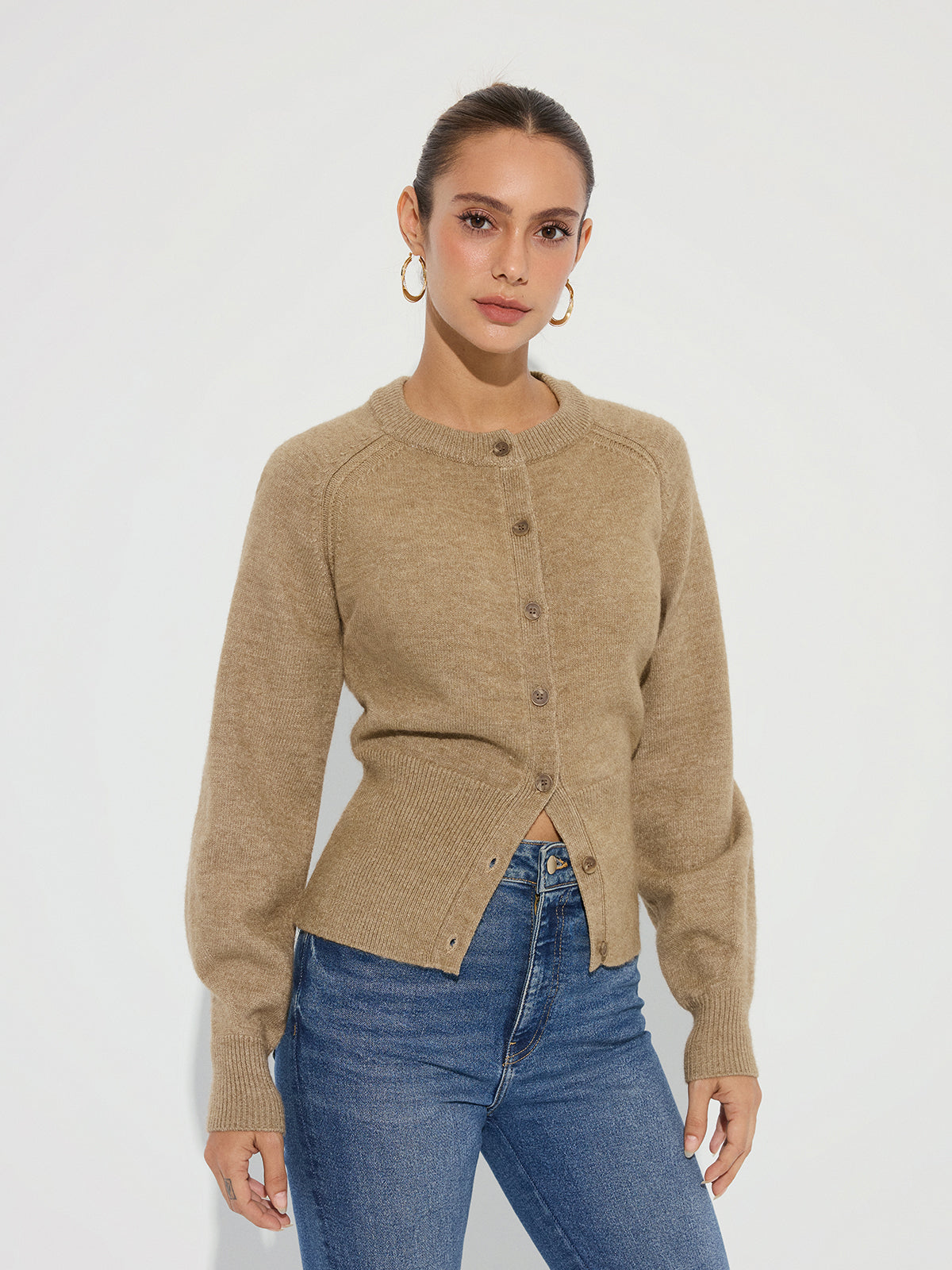 Cinched Waist Knit Cardigan