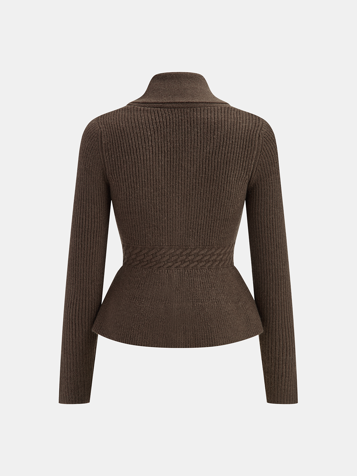Shawl Collar Peplum Knit Cardigan