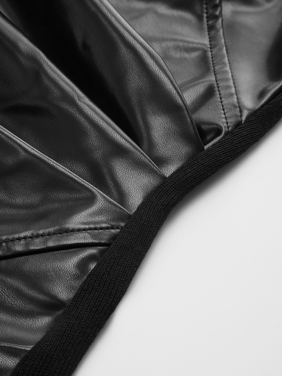 Faux Leather Panel Asymmetric Knit Top