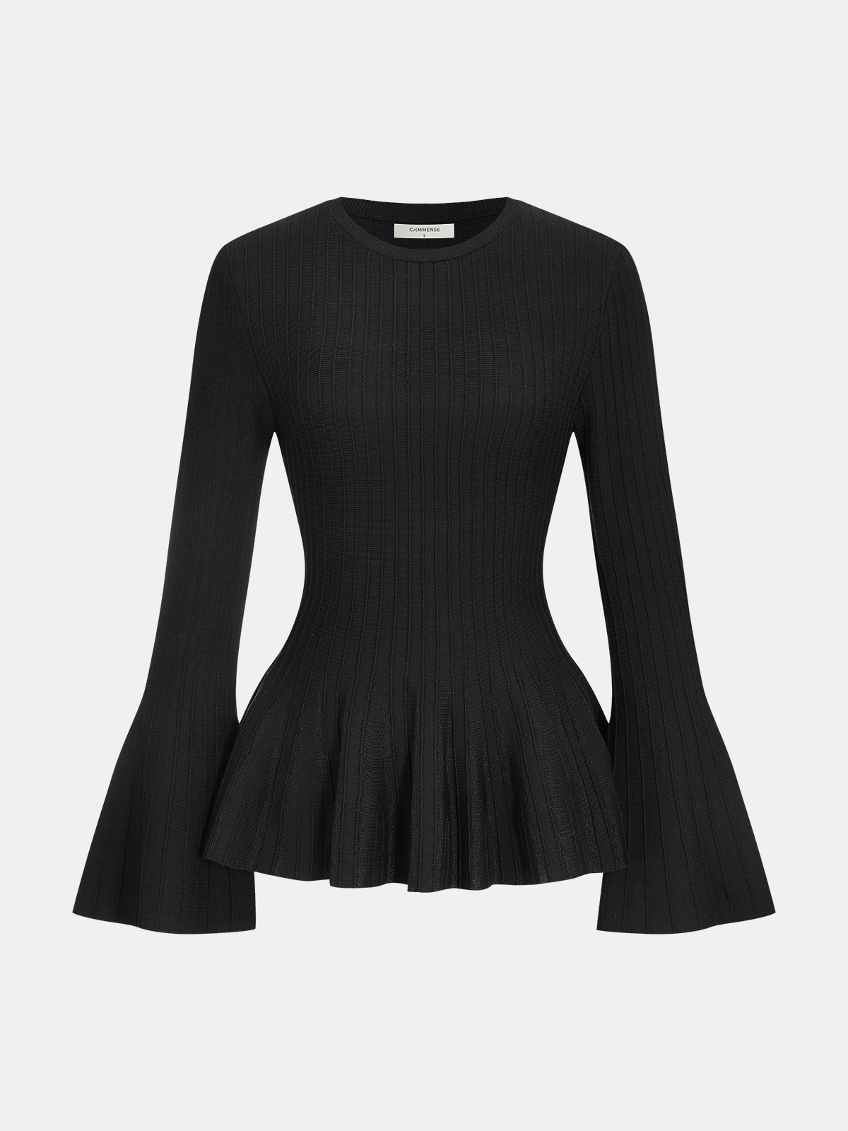 Flared Sleeve Peplum Knit Top