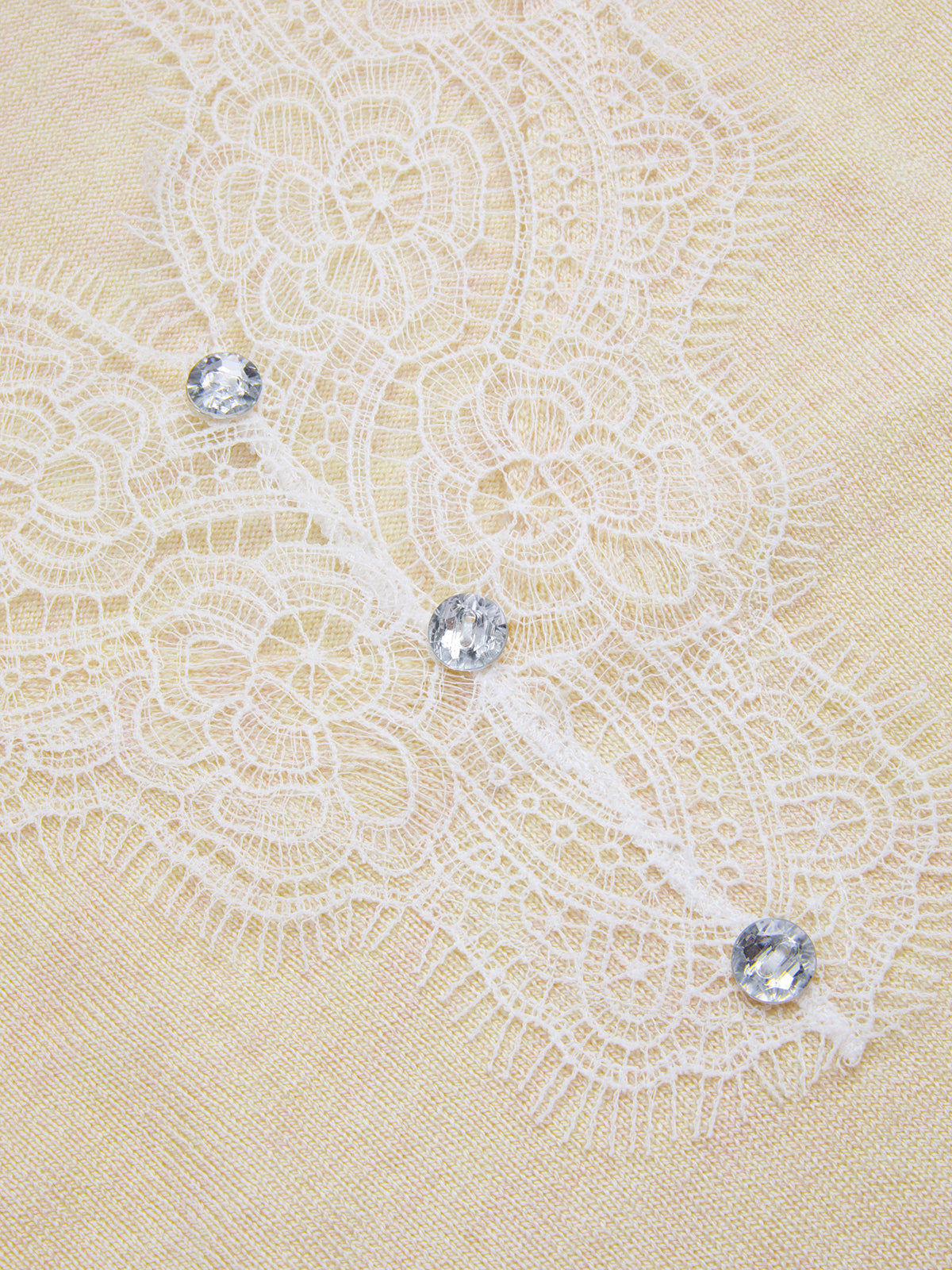 Lace Panel Rhinestone Wool Blend Sweater