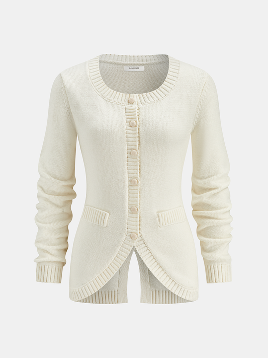 Tie-Back Button Knitted Cardigan