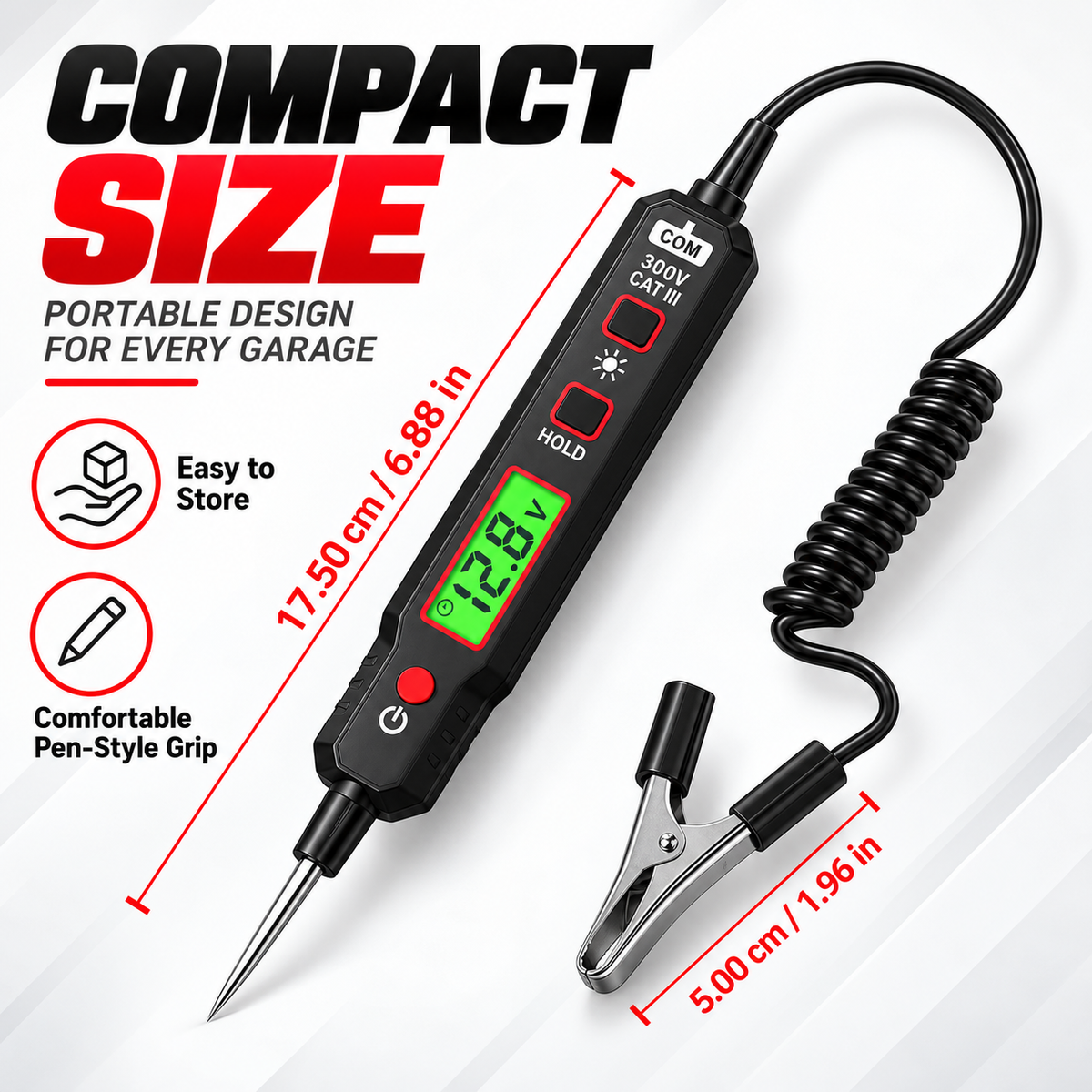 6V–24V Automotive Power Circuit Probe Tester – Digital Voltage Tester with Short Circuit Detection, Polarity & Continuity Testing
