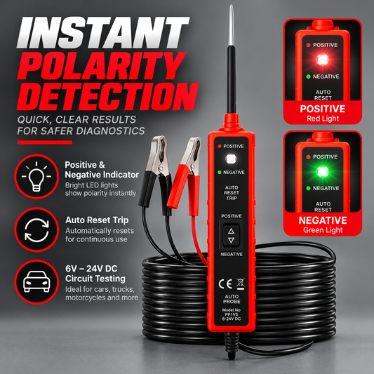 6V–24V Automotive Power Circuit Probe Tester – Digital Voltage Tester with Short Circuit Detection, Polarity & Continuity Testing