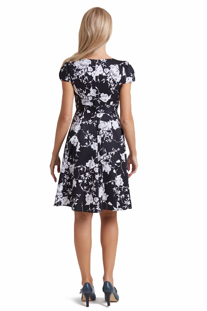Claudia Monochrome Floral Swing Dress