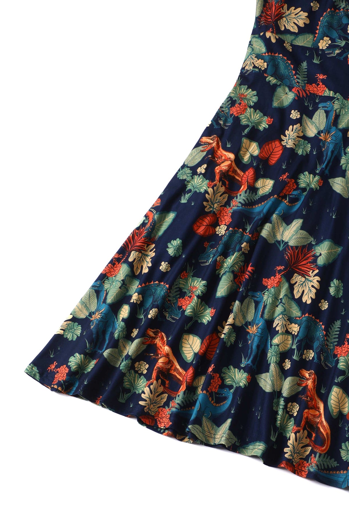 Katherine Long Sleeved Dress in Tropical Leaves/Dinosaurs