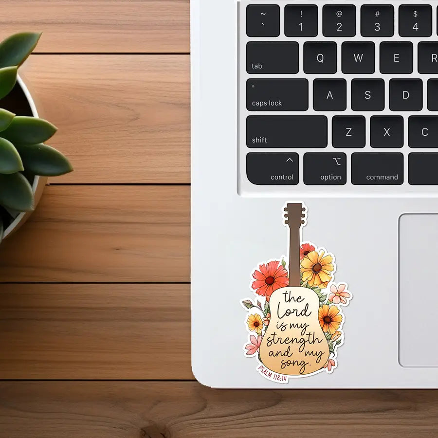 The Lord Is My Song | Guitar & Flowers Sticker
