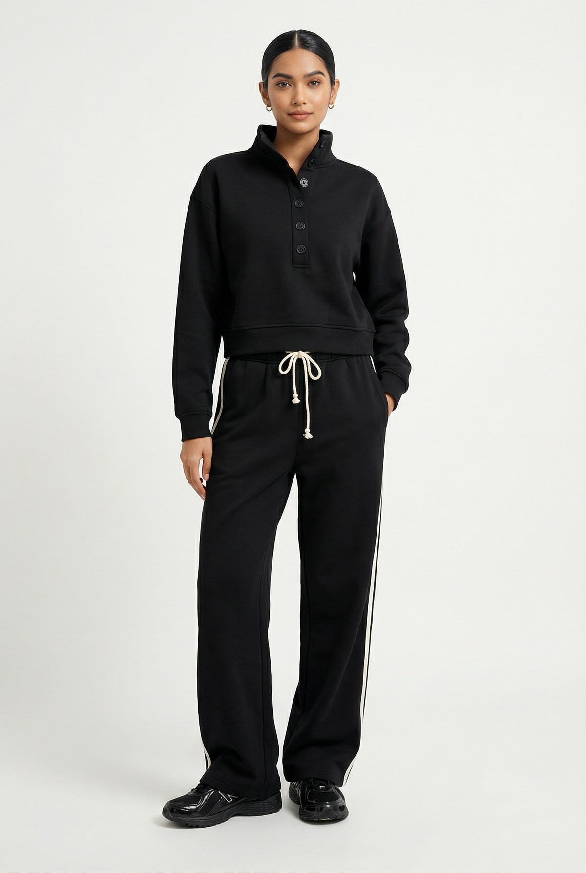 Line Up Button Henley Sweatshirt