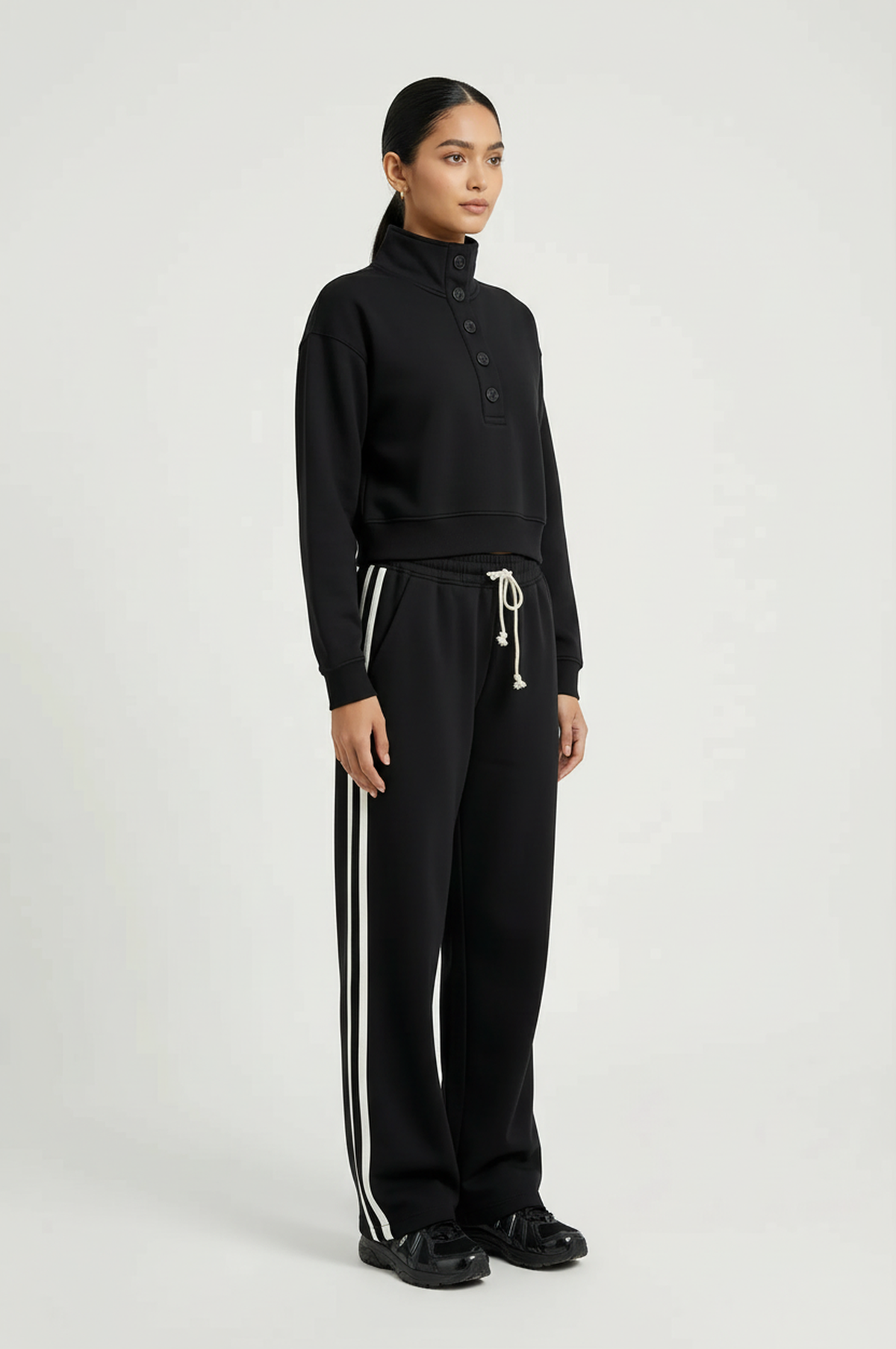 Line Up Button Henley Sweatshirt