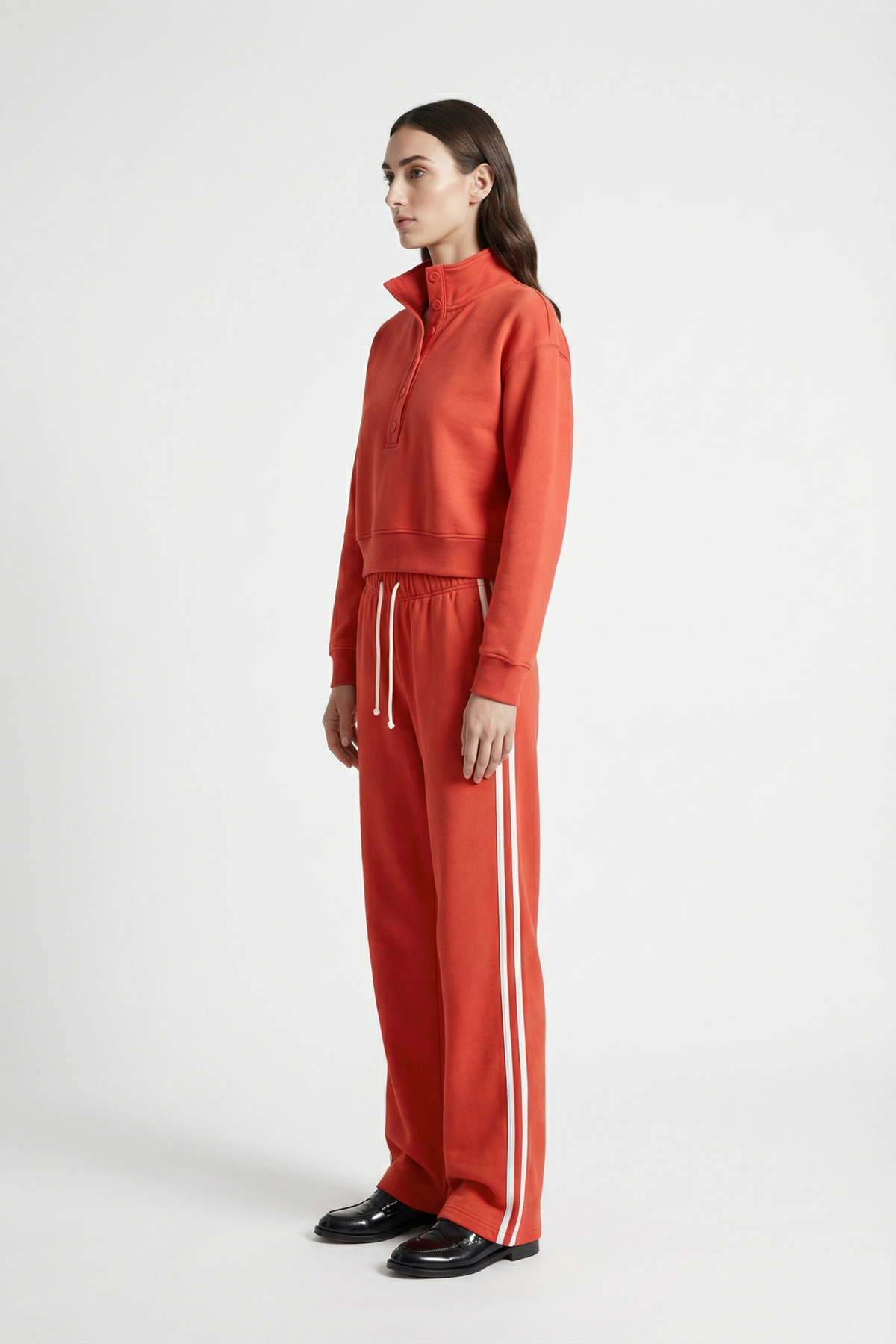 Line Up Button Henley Sweatshirt