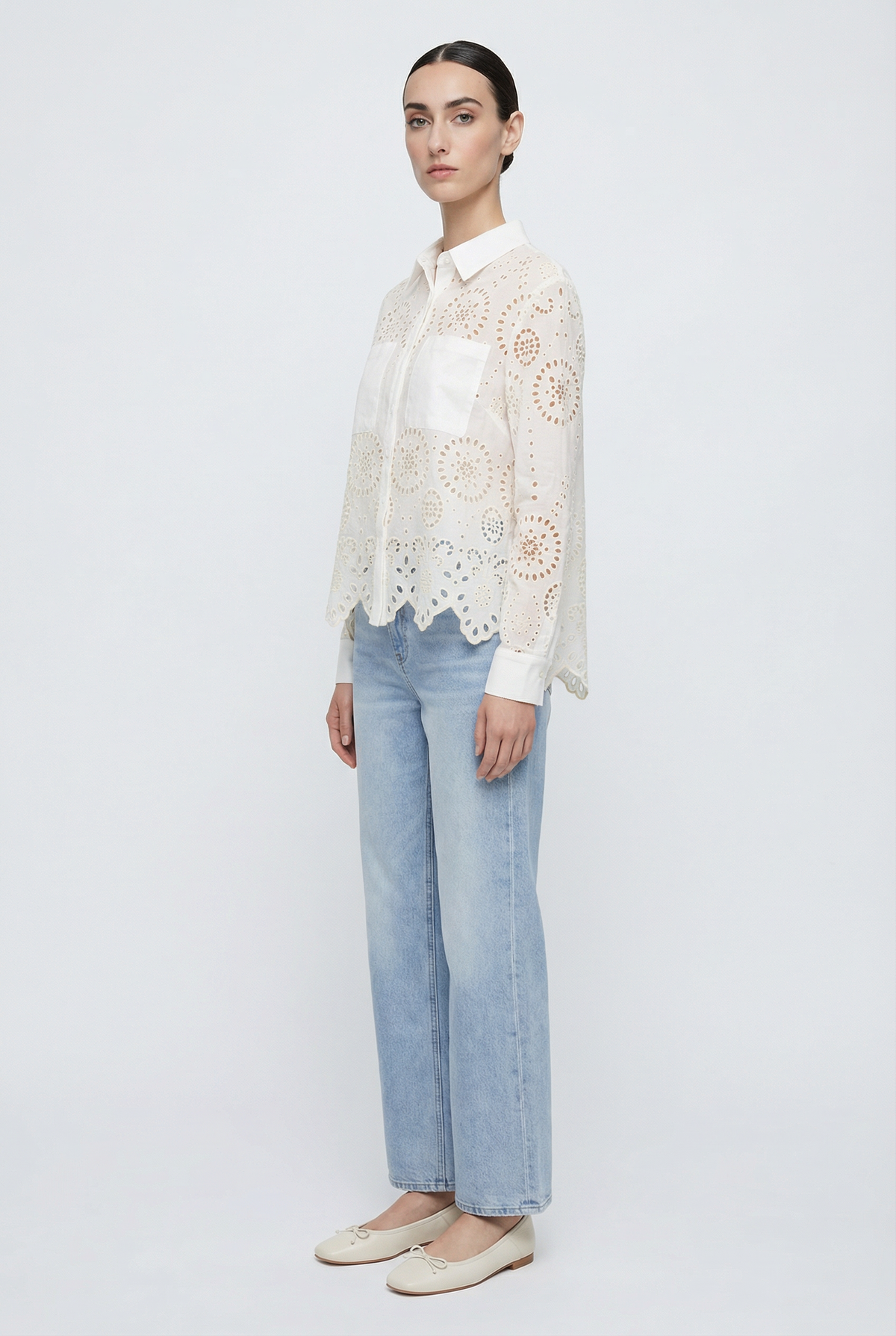 Luna Eyelet Button Down