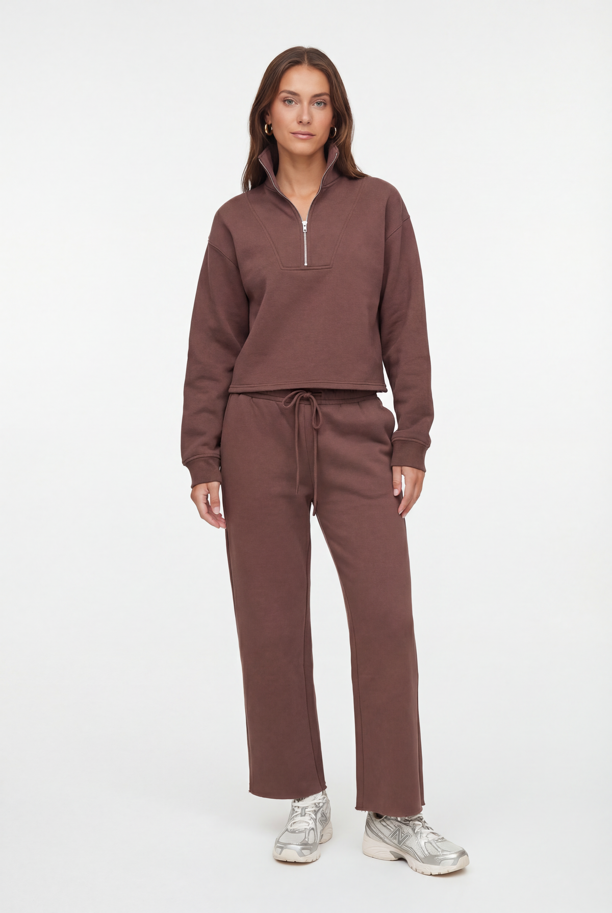 Luxe Raw Edge Zip Sweatshirt