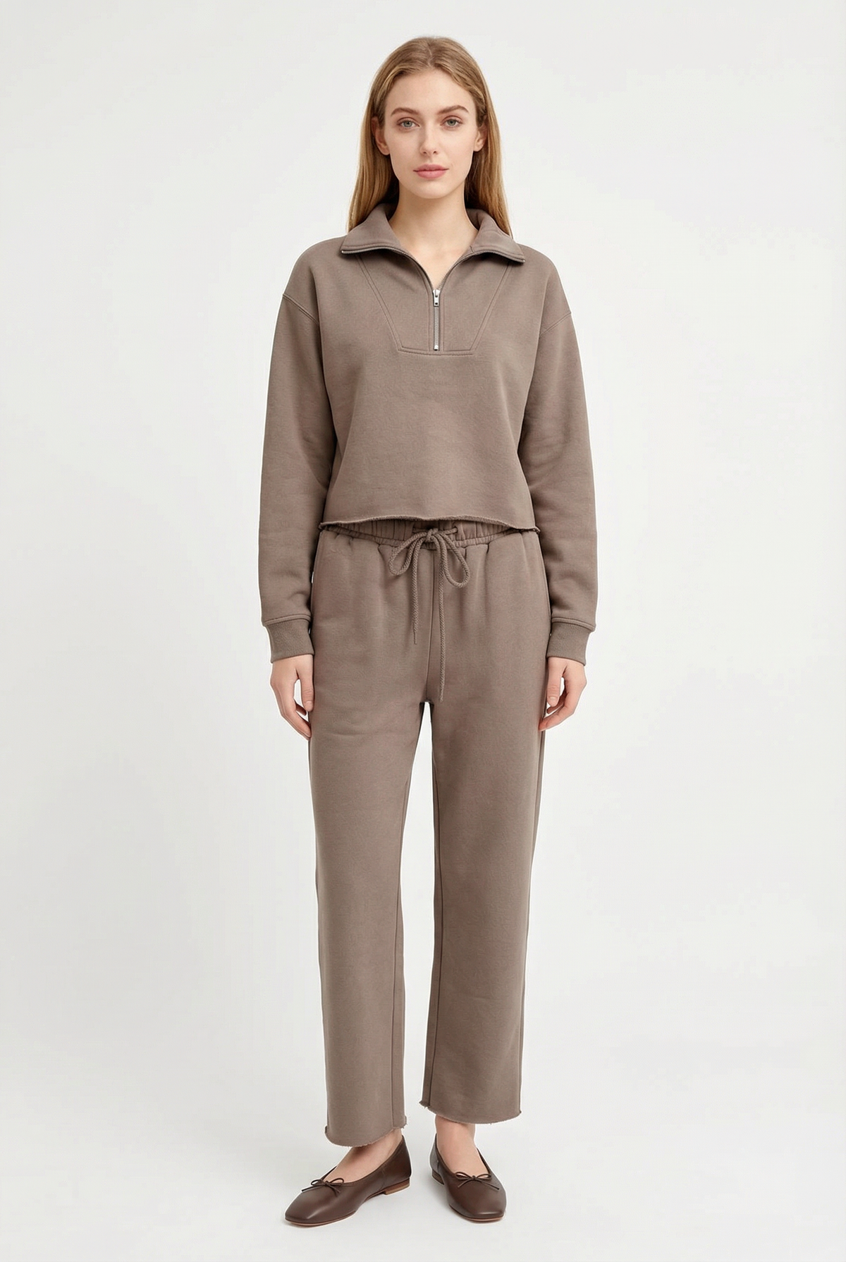 Luxe Raw Edge Zip Sweatshirt