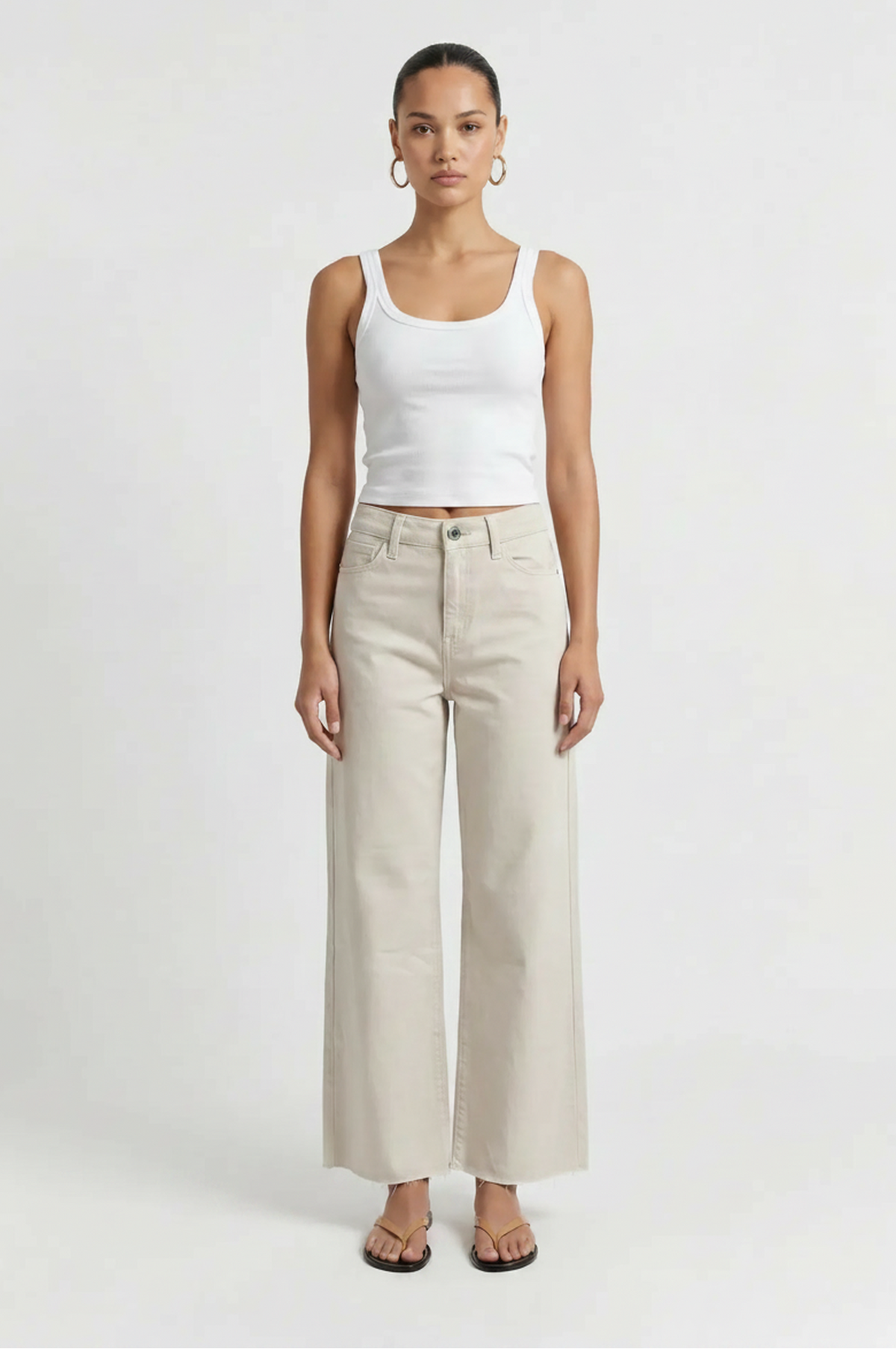 Ribbed Slim Crop Scoop Tank