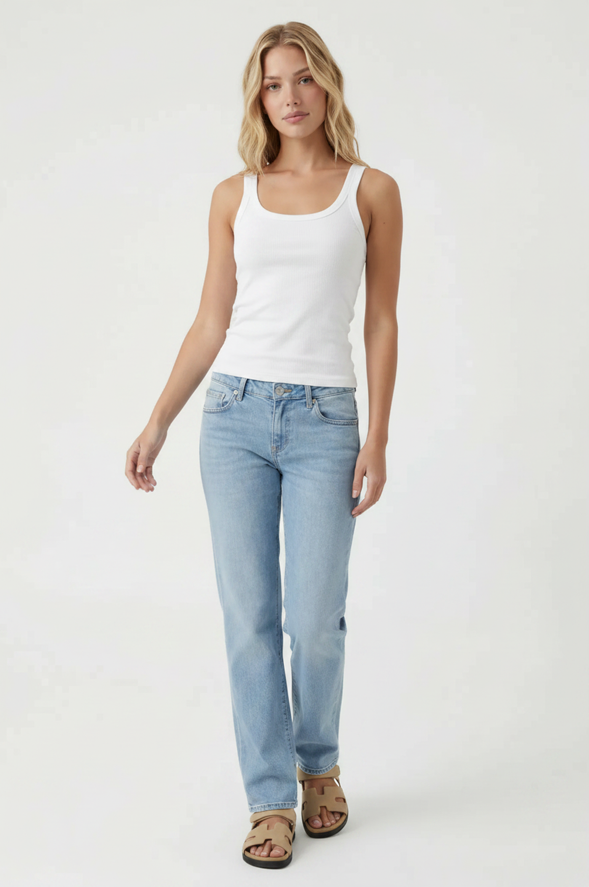 Ribbed Slim Scoop Neck Tank