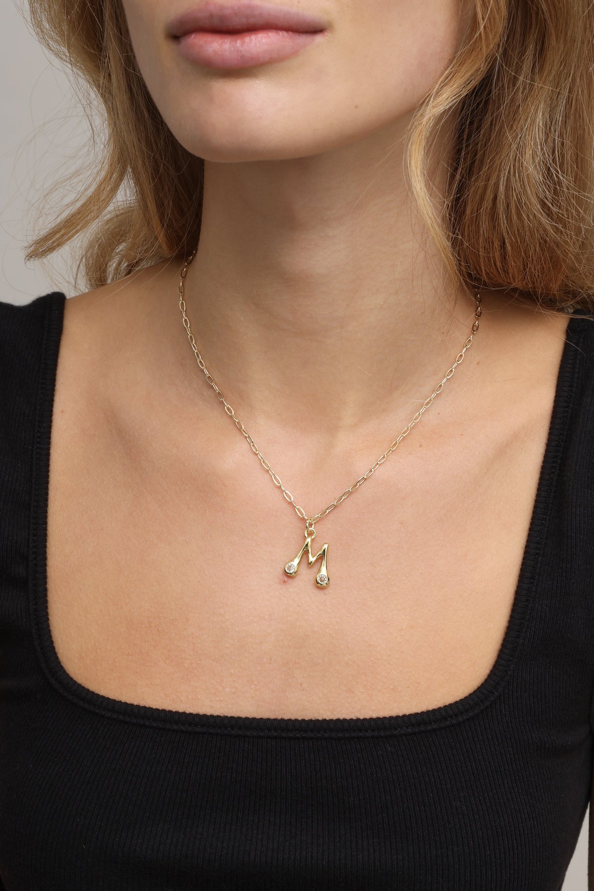 Sophia Bezel Initial Necklace
