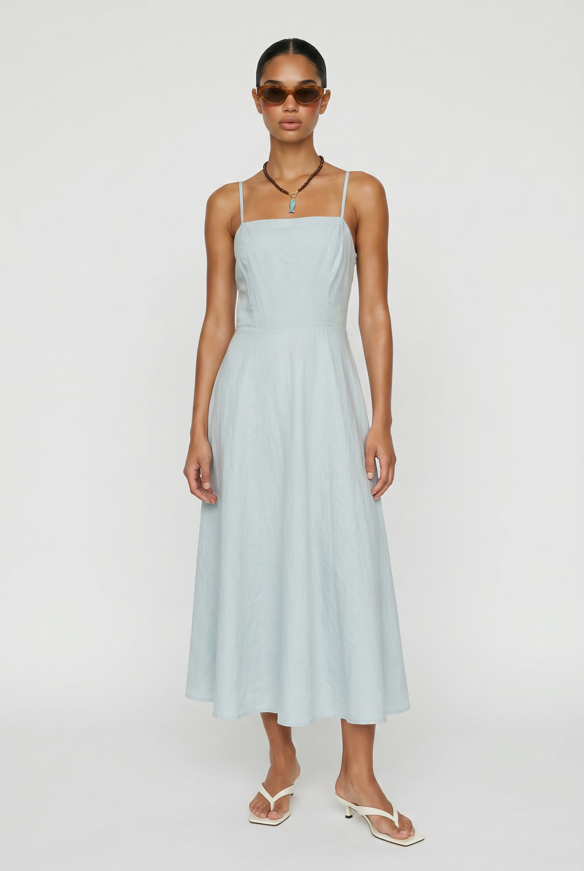 Sunset Beach Linen Midi Dress
