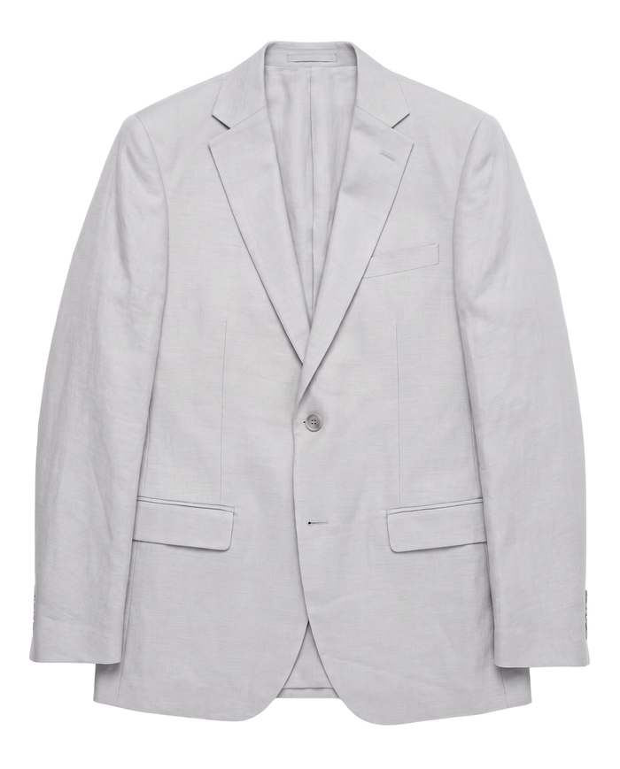 Alberto Nardoni Light Grey Linen Slim Fit  Notch Lapel Two Button  Suit - The Suit Depot