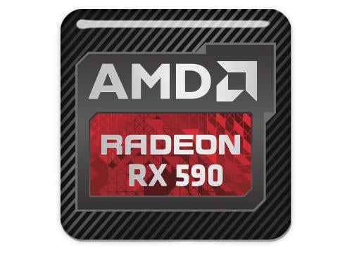 AMD Radeon RX 590 1"x1" Chrome Effect Domed Case Badge / Sticker Logo