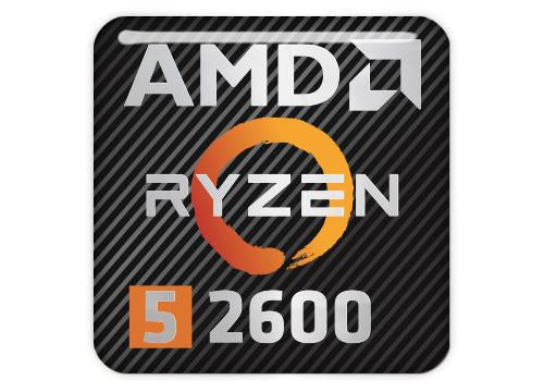 AMD Ryzen 5 2600 1"x1" Chrome Effect Domed Case Badge / Sticker Logo