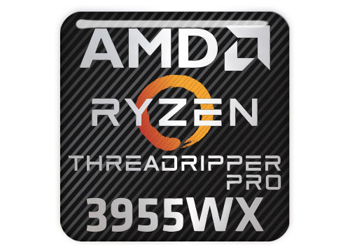 AMD Ryzen Threadripper Pro 3955WX 1"x1" Chrome Effect Domed Case Badge / Sticker Logo