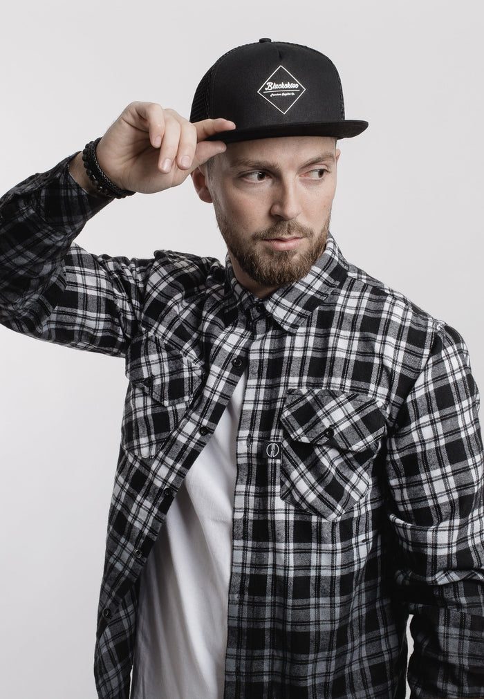 Blackskies-Nemesis-Snapback-Cap-Mesh-Black-Baseball-Hat-Male-White-Checked
