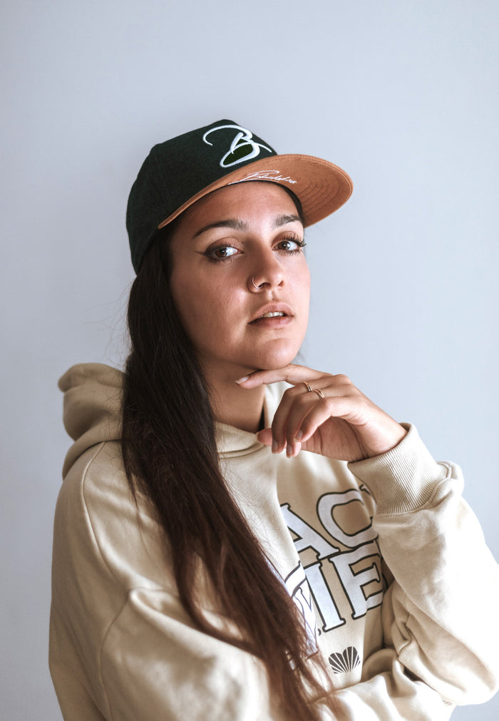 Blackskies-B-Script-Flannel-Snapback-Cap-Green-Premium-Hat-Model