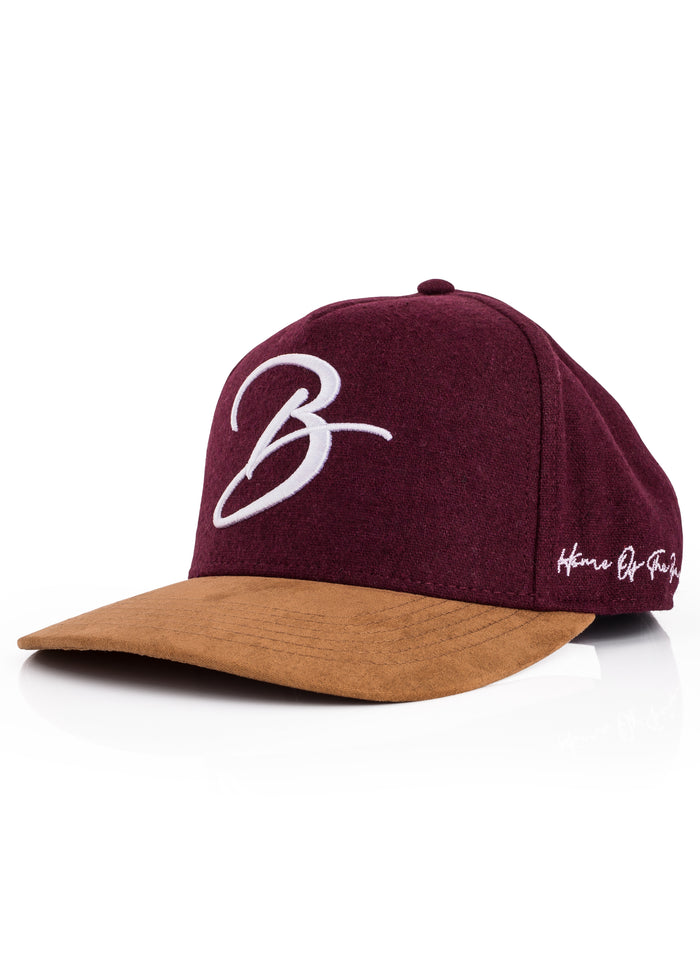 Blackskies-B-Script-Flannel-Snapback-Cap-Maroon-Premium-Hat-2