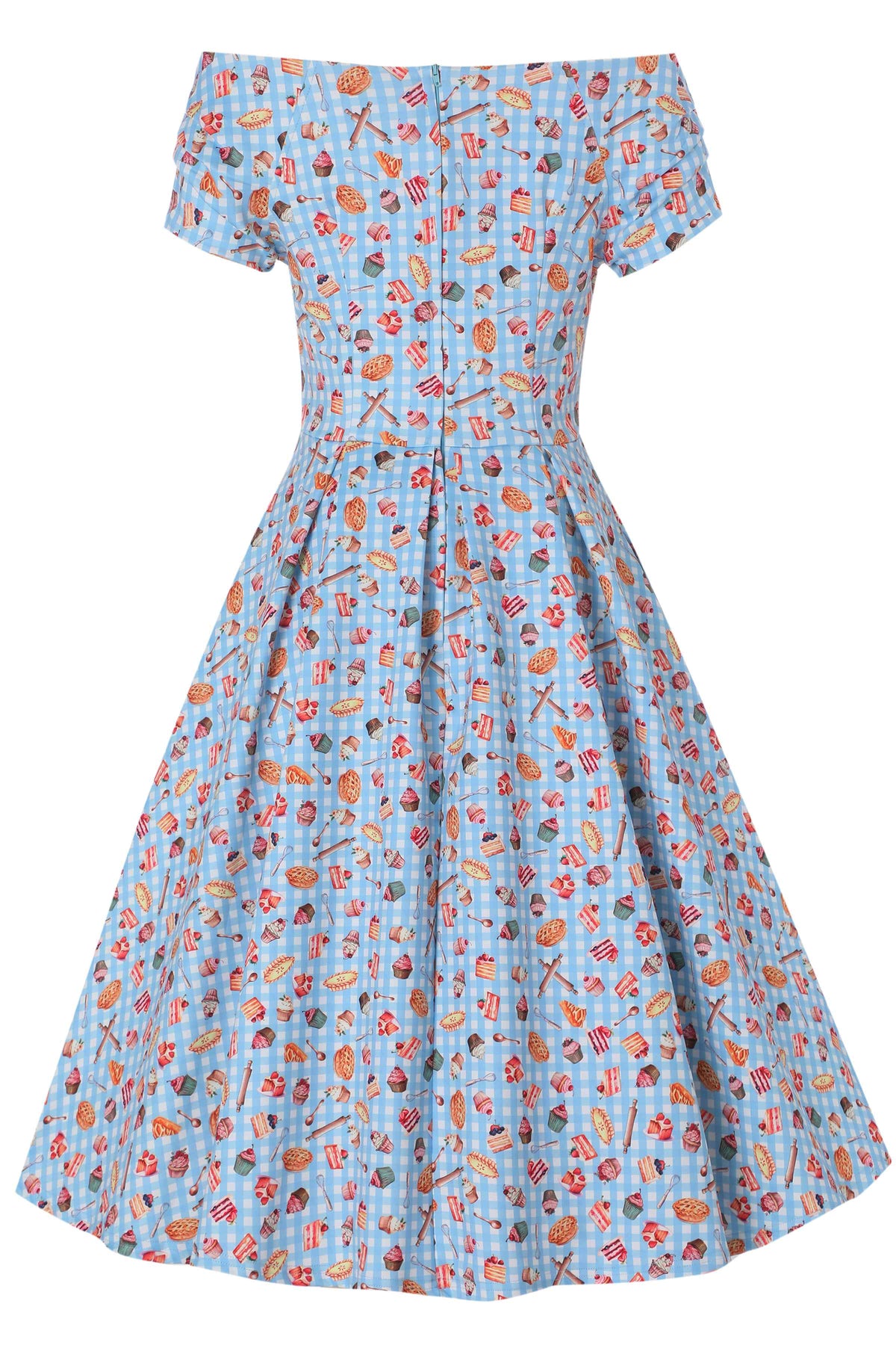 Lily Blue Gingham Off Shoulder Dress In Baking Print
