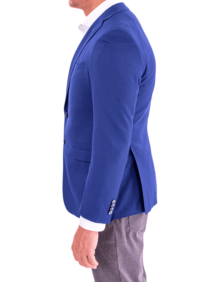 Blujacket BLAZERS Blujacket Mens Blue Textured 100% Wool 2 Button Regular Fit Blazer Sportcoat