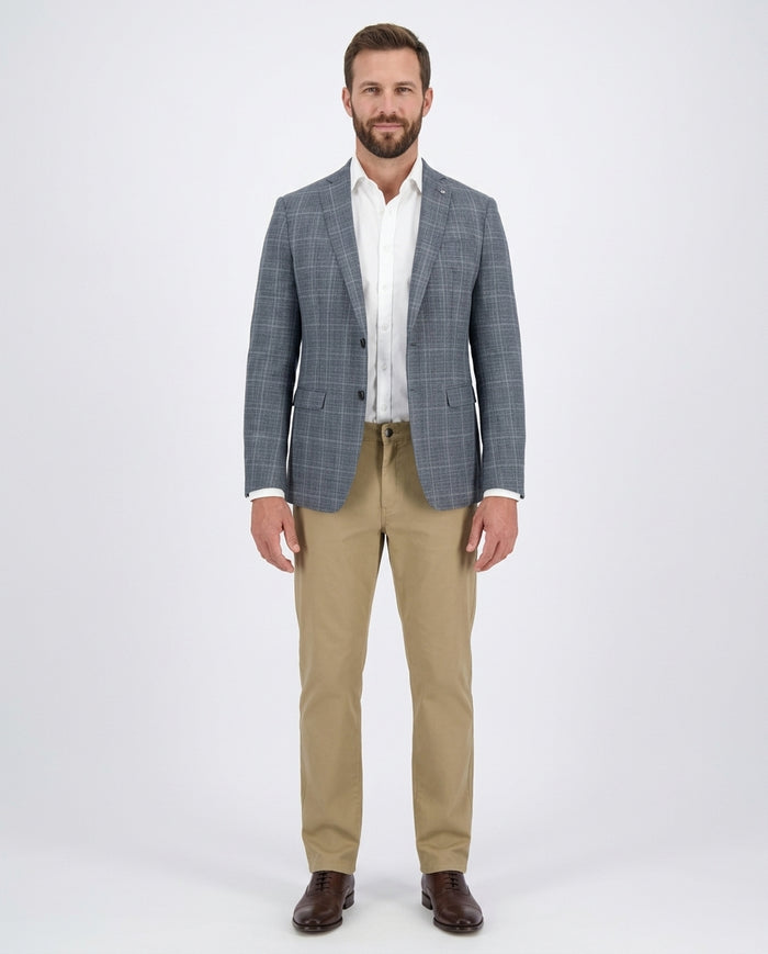 Blujacket Mens Gray Reda Wool Regular Fit 2 Button Trim Fit Blazer Sportcoat